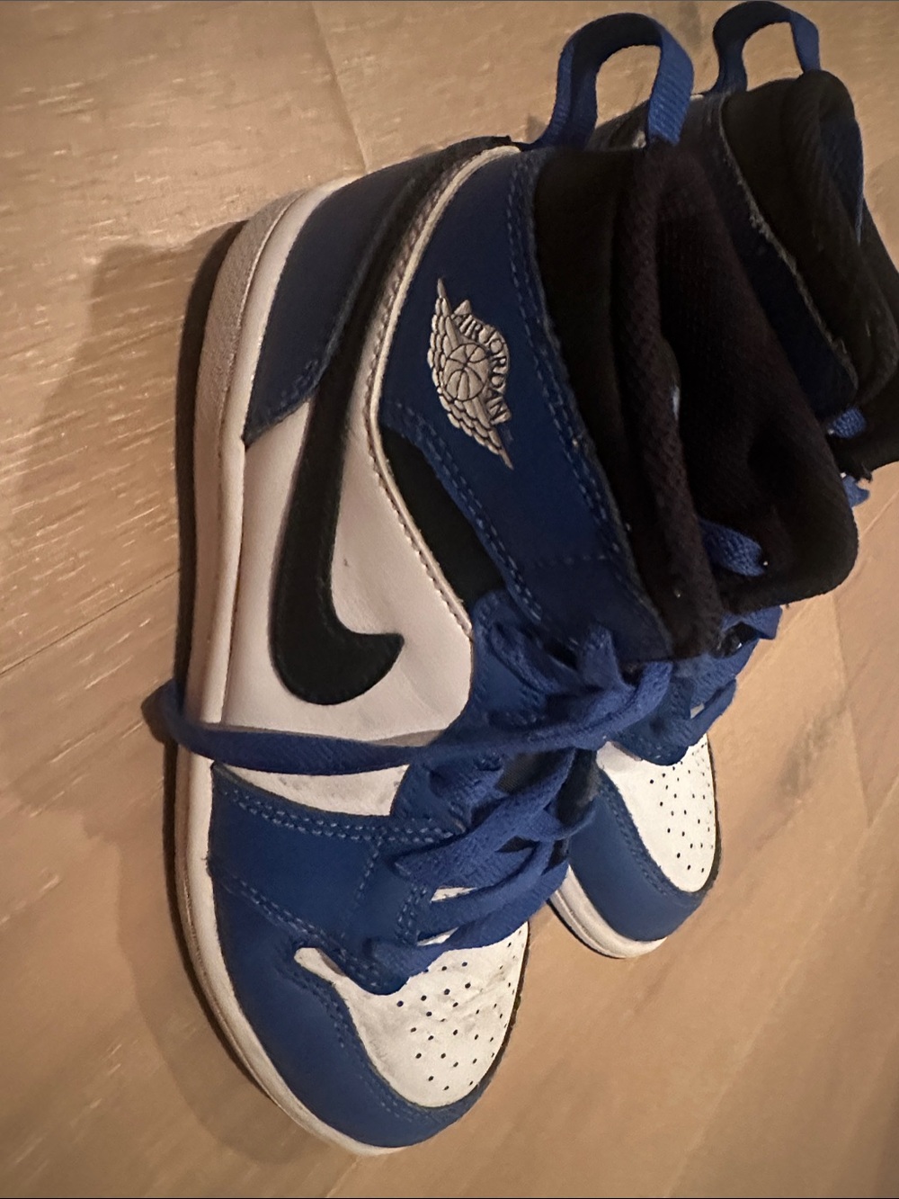 Kids Blue and White High-Top Basketball Sneakers - Brand: Nike Air Jordan
